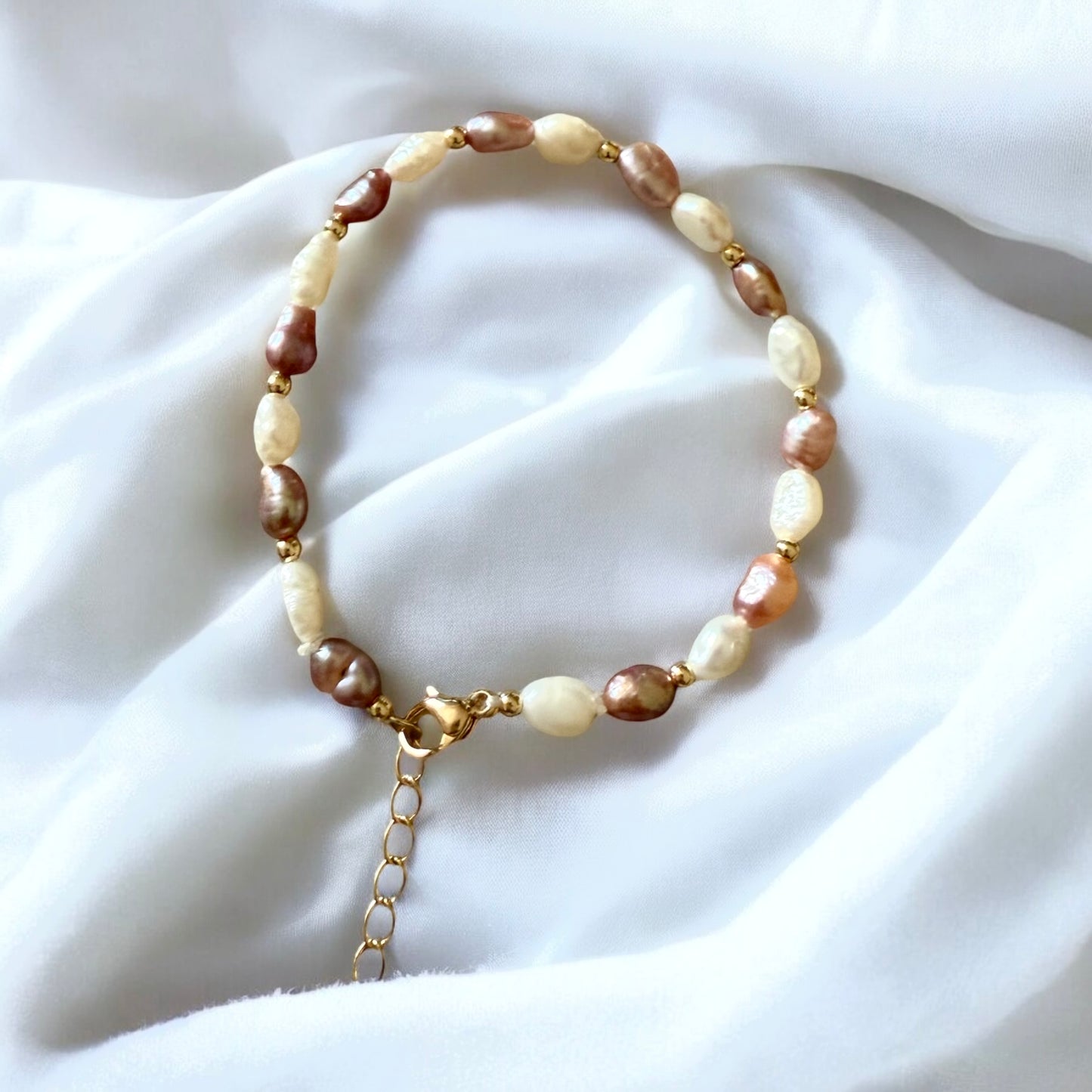 4-5mm size Baroque/ Teardrop Shape Freshwater Pearl Bracelet - jptreasureschest