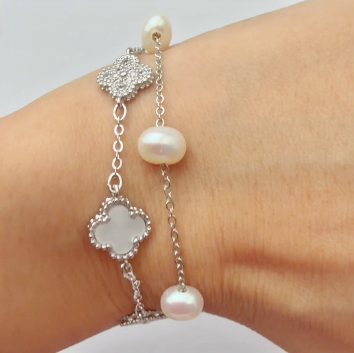 Double Strand Freshwater & Mother of Pearl Bracelet