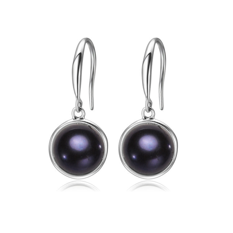9-10mm AAA Button Freshwater Pearl Dangling Earrings 925 Sterling Silver - jptreasureschest