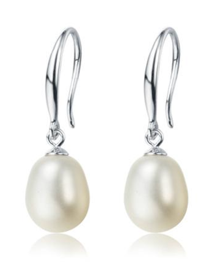 8-9mm AAA Freshwater Pearl Classic Dangling Earrings 925 Sterling Silver - jptreasureschest