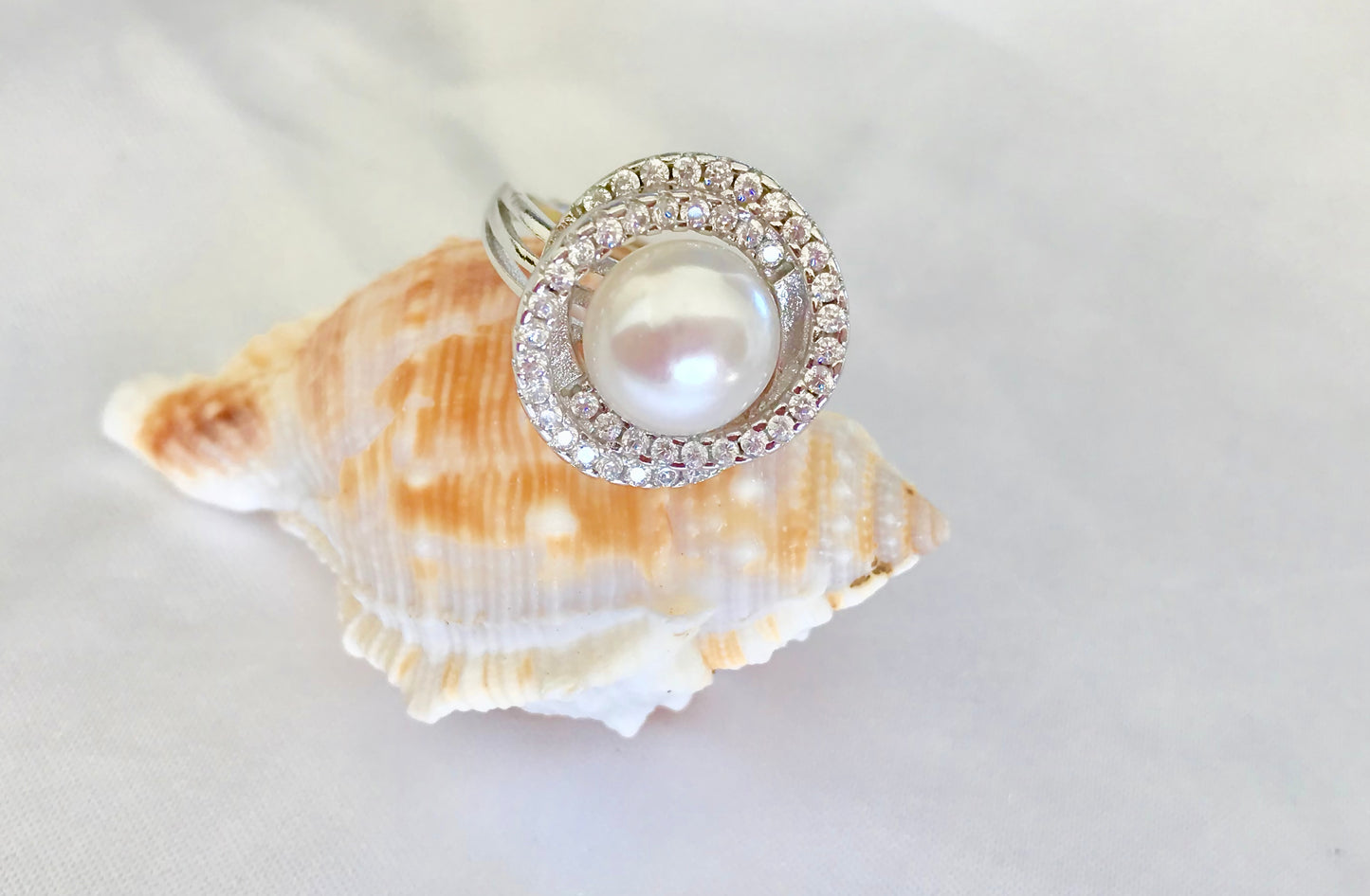 9-10mm Natural Freshwater Pearl Adjustable Ring - jptreasureschest
