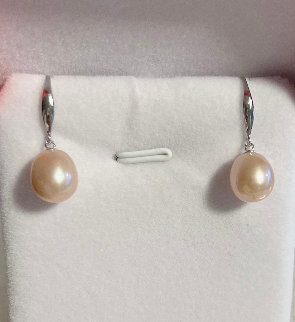 10mm Freshwater Pearl Earrings Drop - jptreasureschest