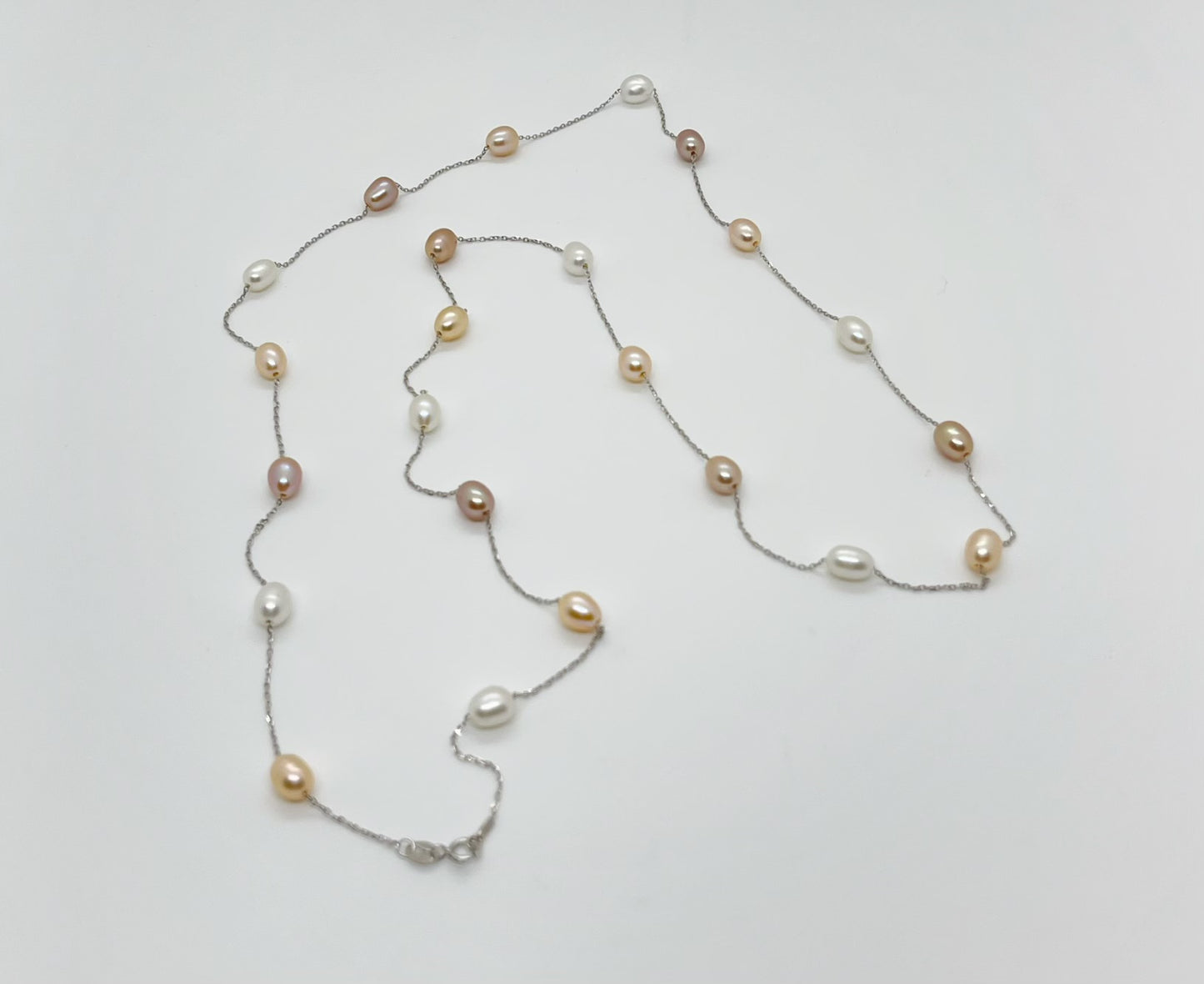 34 inches chain teardrop freshwater pearl necklace - jptreasureschest