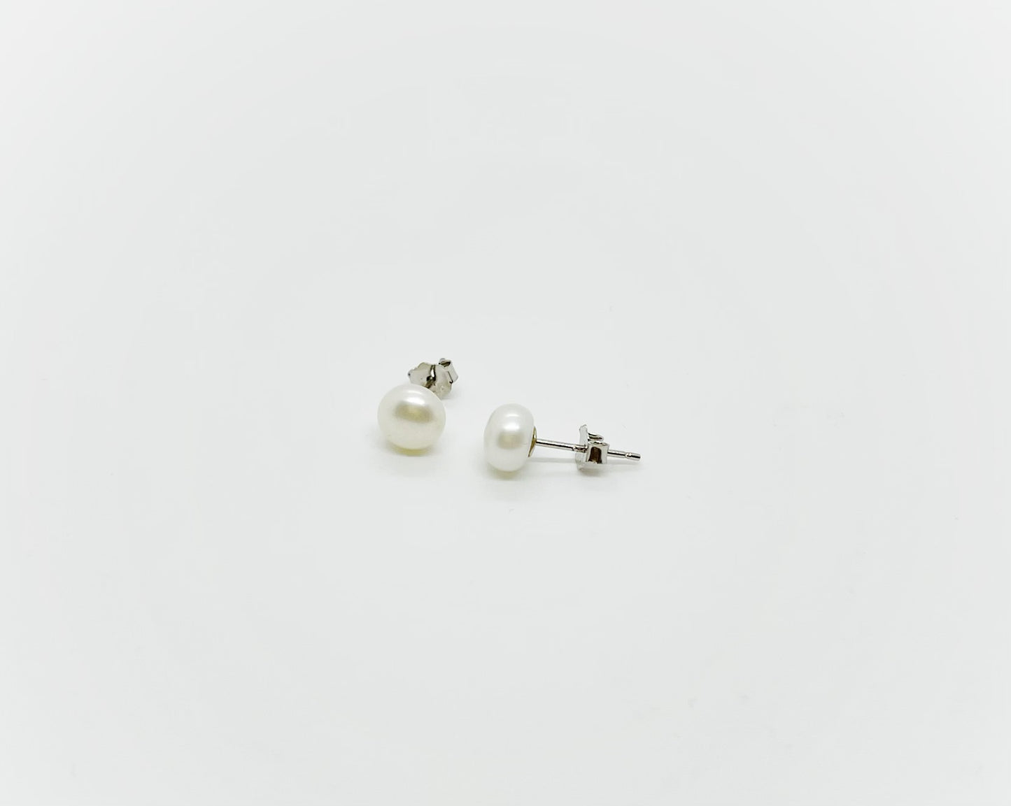 6mm Size Freshwater Pearl Earrings 925 Sterling Silver Stud - jptreasureschest