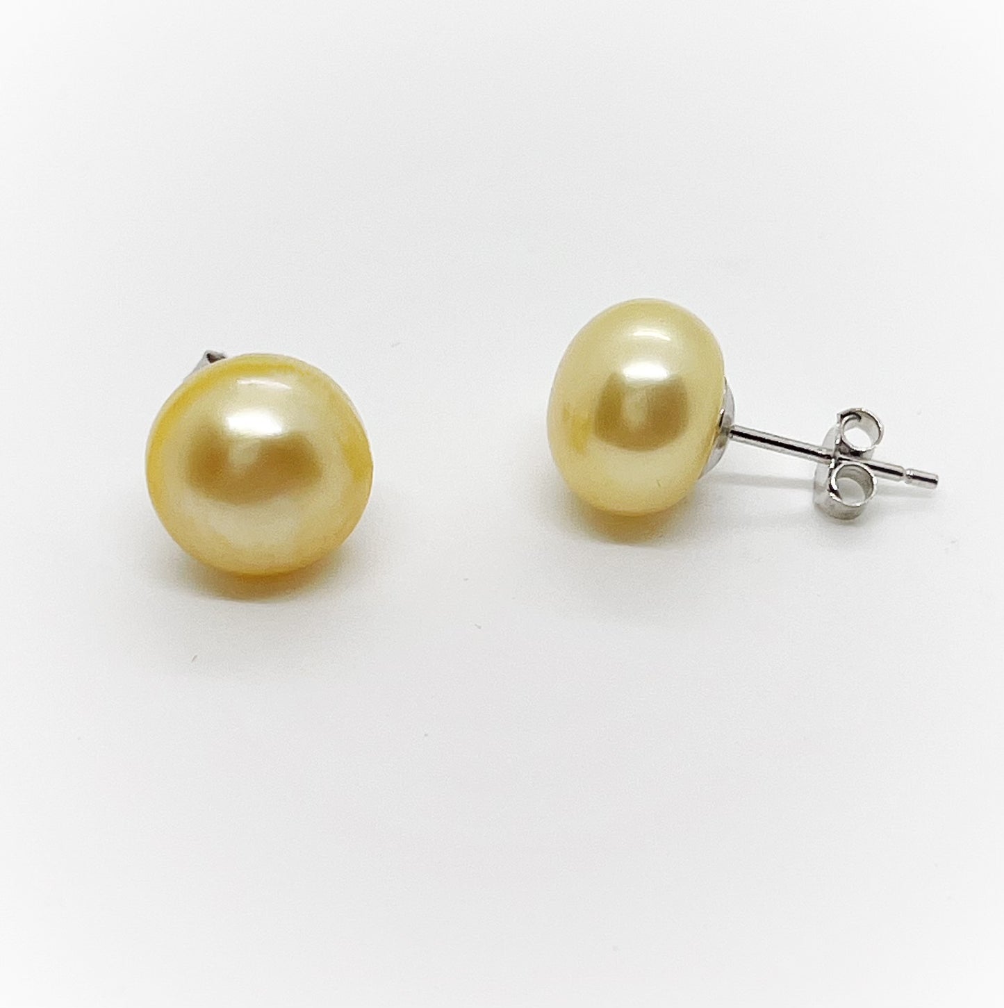 10mm Freshwater Pearl Button Stud Earrings - jptreasureschest