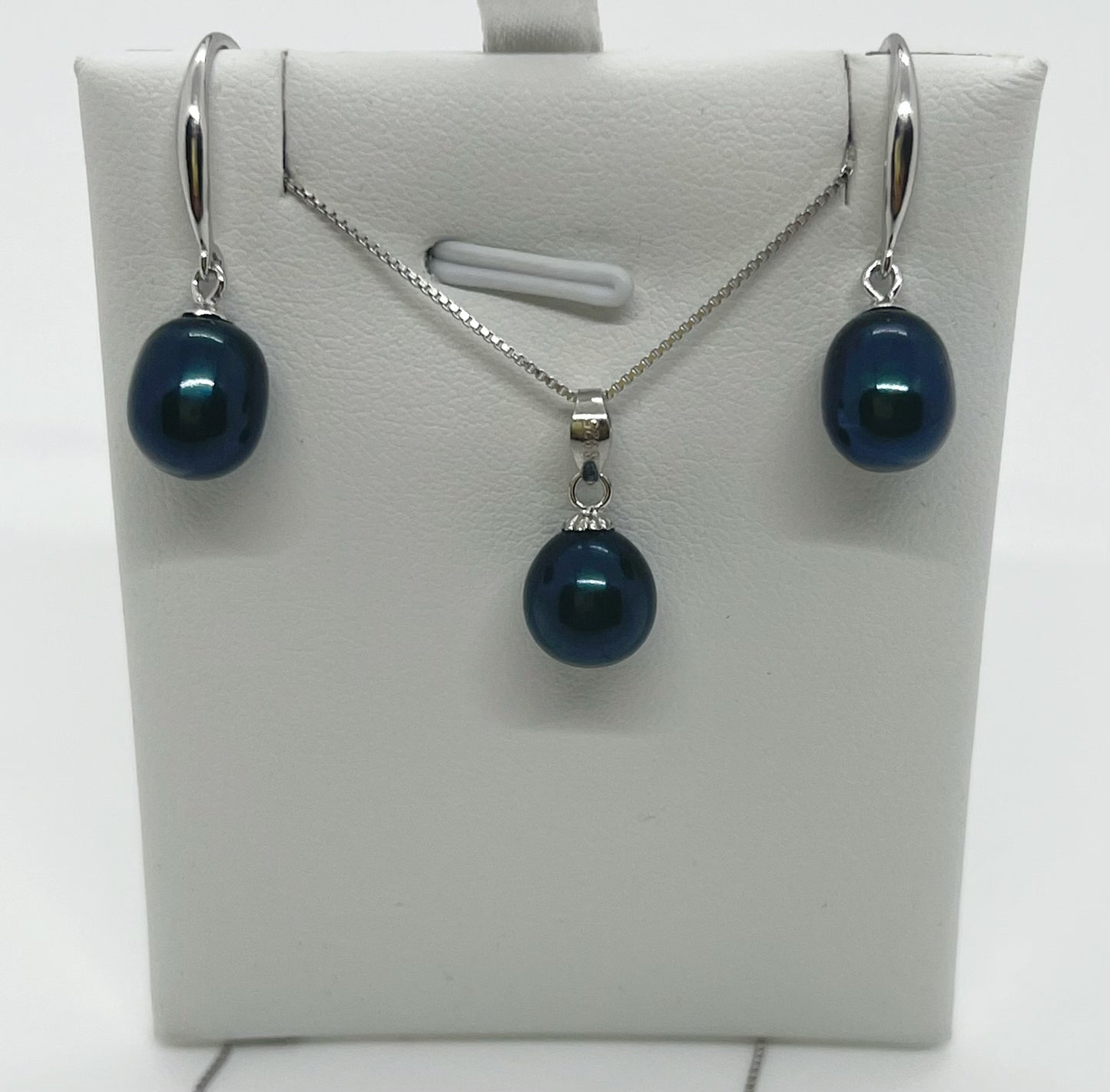 Set of Earrings and Necklace Pendant Tear Drop Freshwater Pearl - jptreasureschest