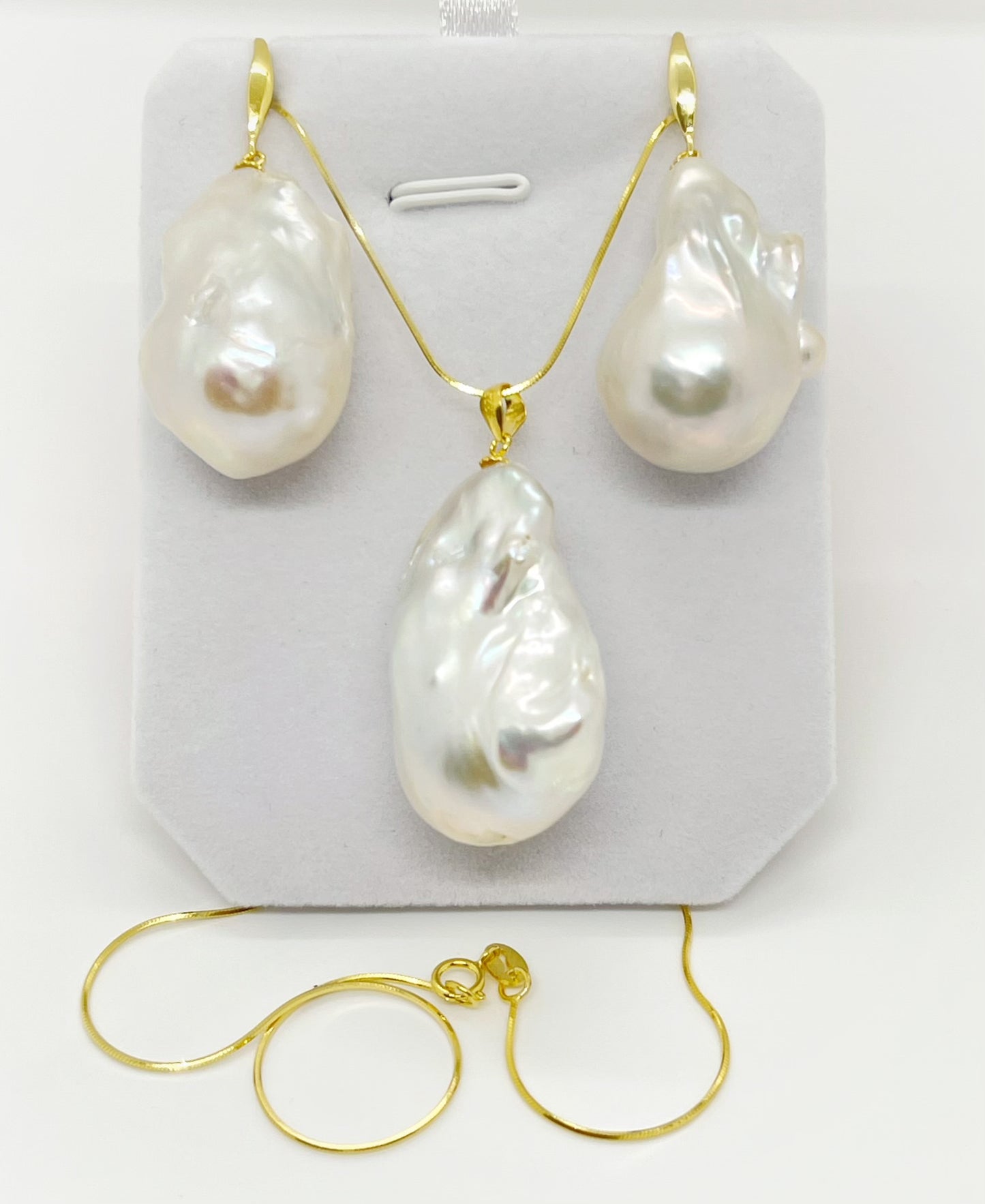 15-20mm AA+ SET Baroque Freshwater Pearl Earrings and Pendant - jptreasureschest