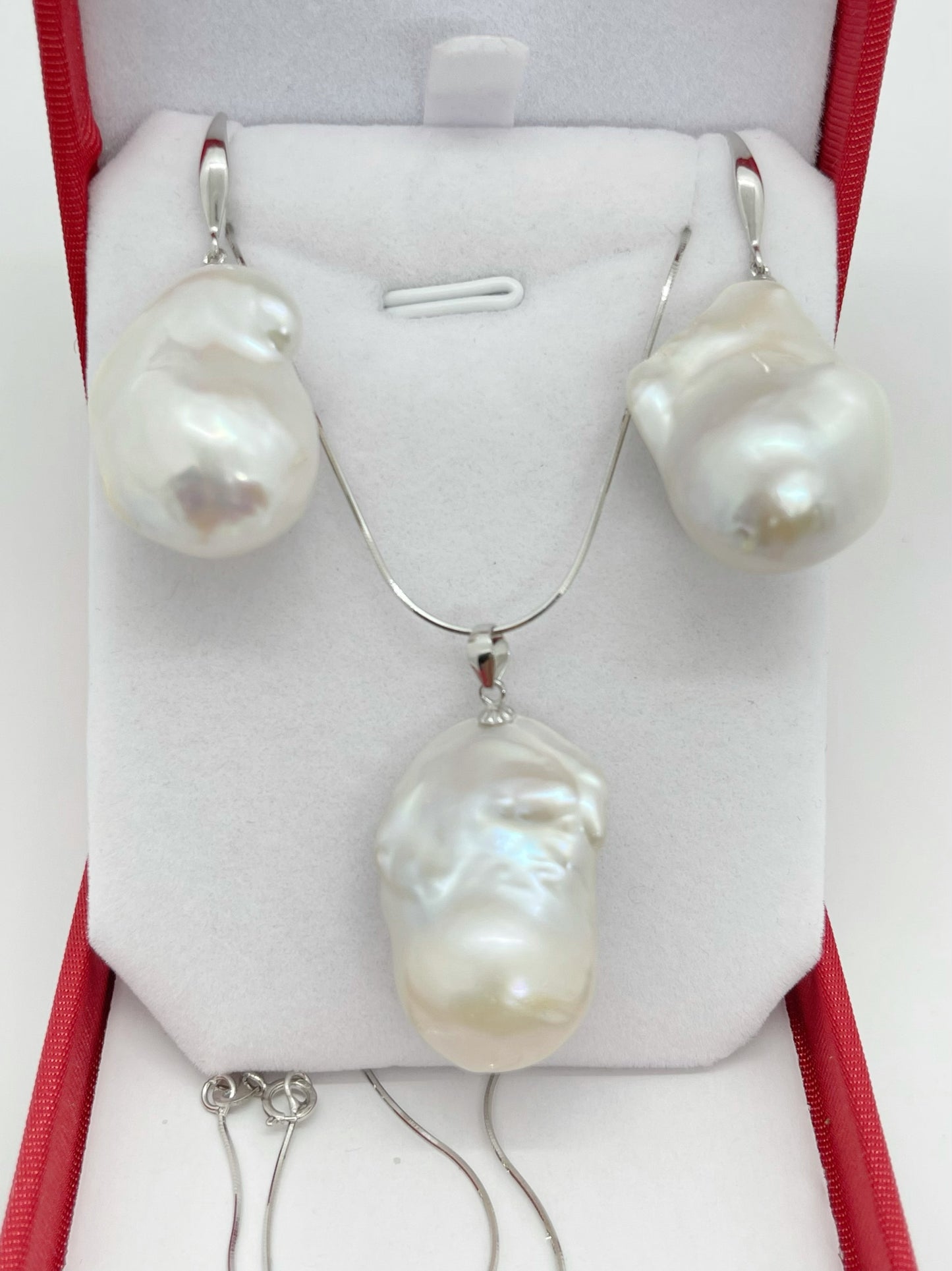 14-15mm AA+ SET Baroque Freshwater Pearl Earrings and Pendant - jptreasureschest
