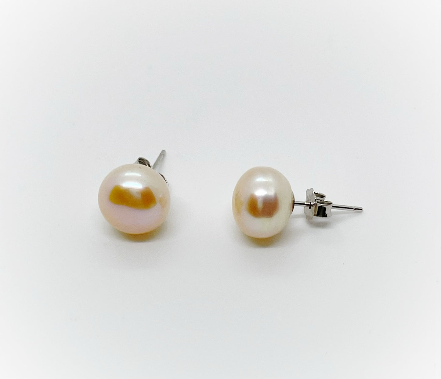 10mm Freshwater Pearl Button Stud Earrings - jptreasureschest