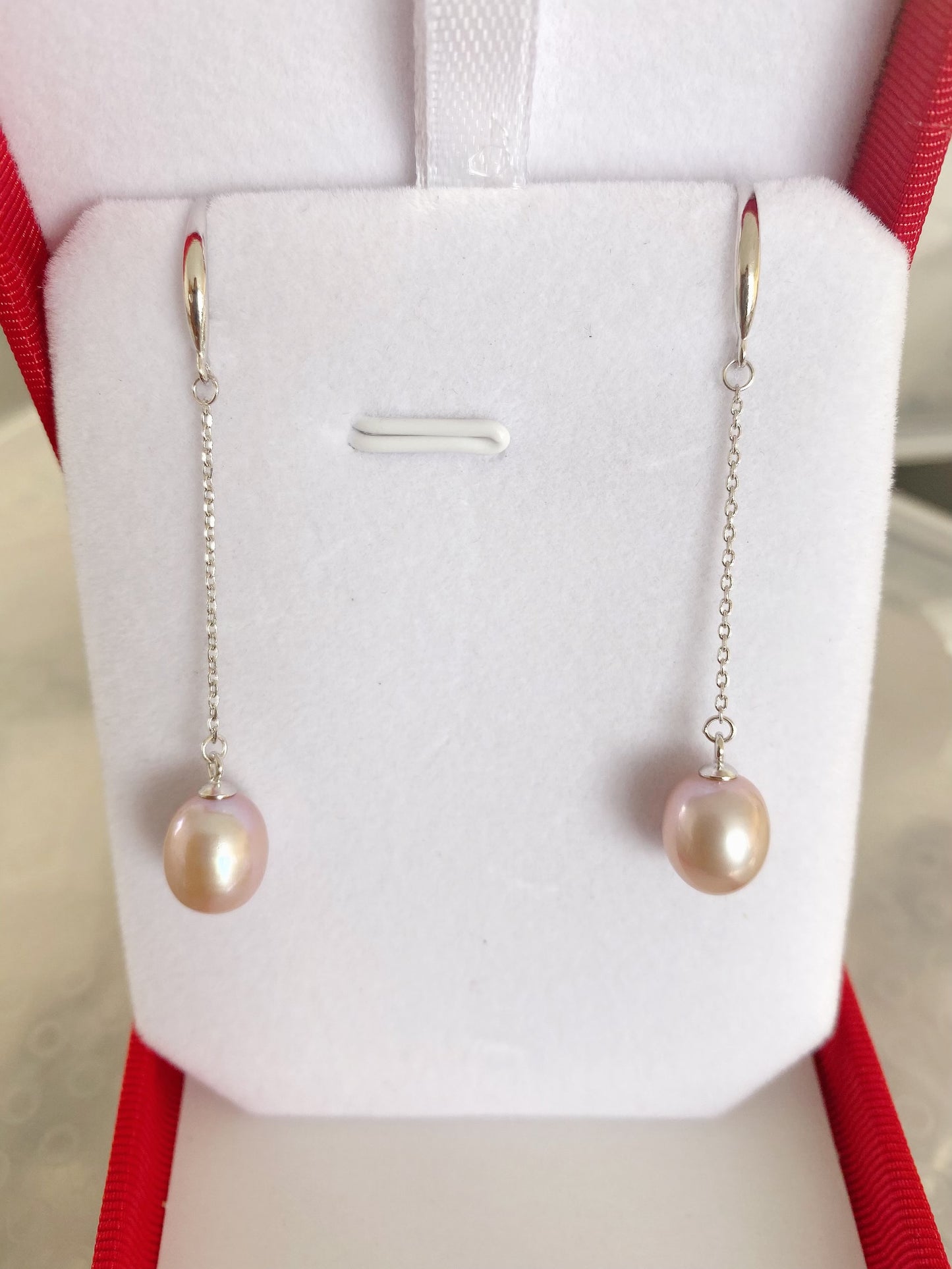Classic 8-9mm AAA Long Dangling Freshwater Pearl Earrings 925 Sterling Silver - jptreasureschest