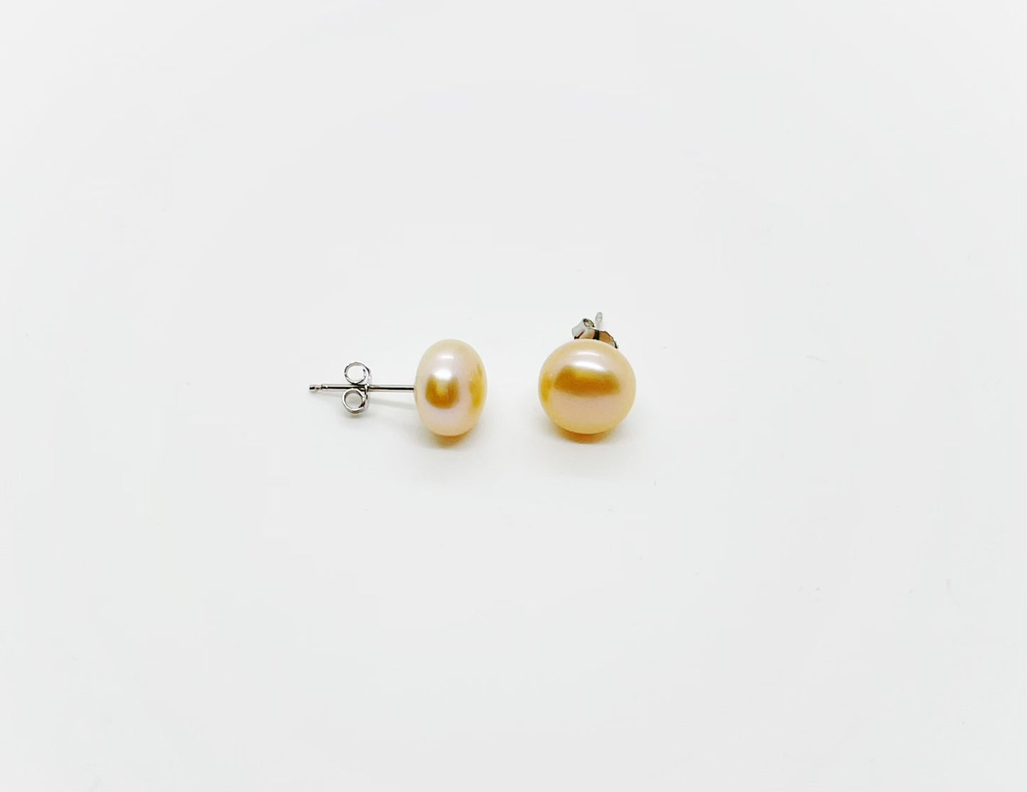 8mm Freshwater Pearl Earrings AA+ Grade Button Stud 925 Sterling Silver - jptreasureschest
