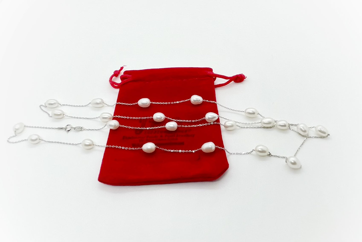 34 inches chain teardrop freshwater pearl necklace - jptreasureschest