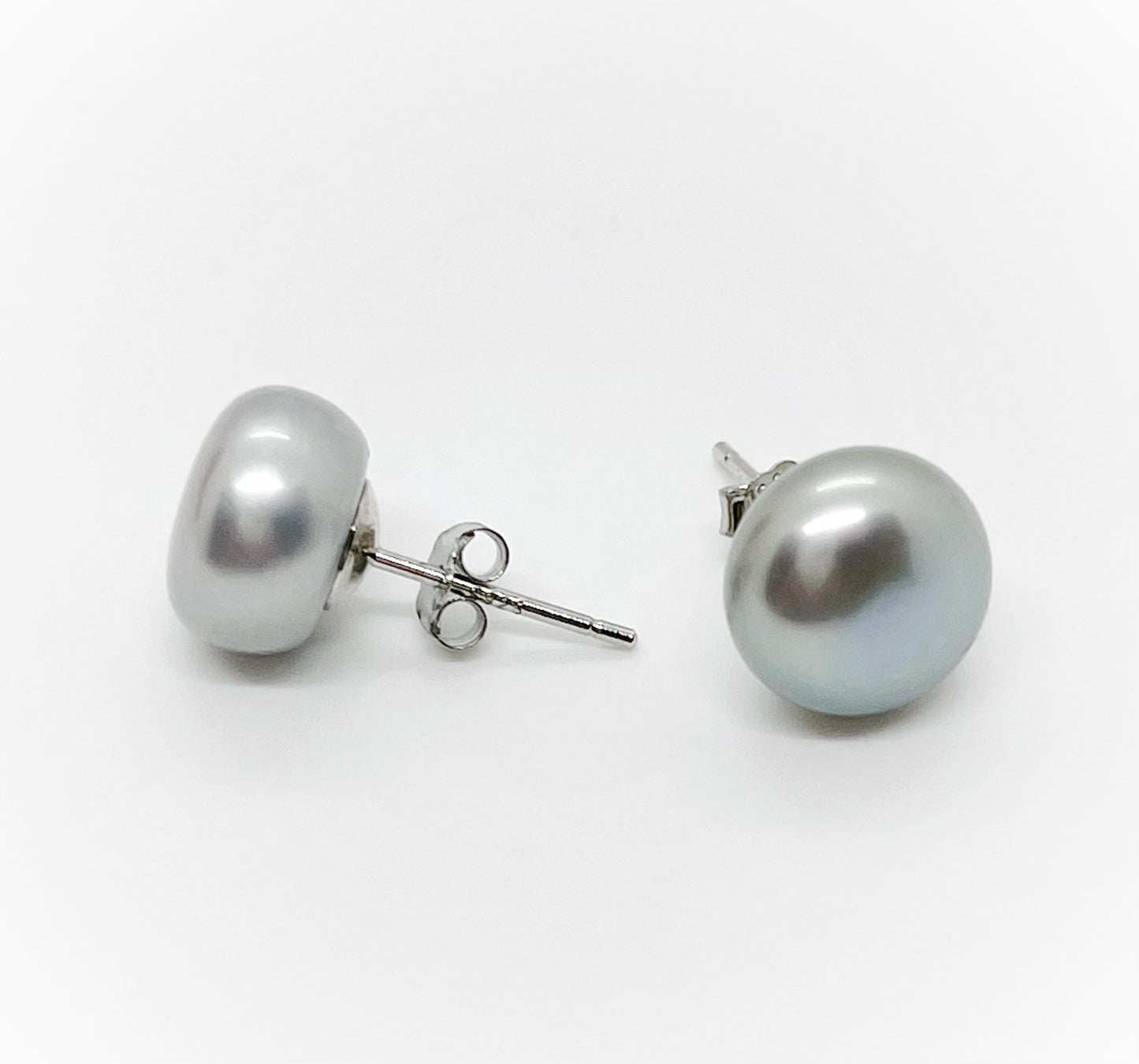 10mm Freshwater Pearl Button Stud Earrings - jptreasureschest