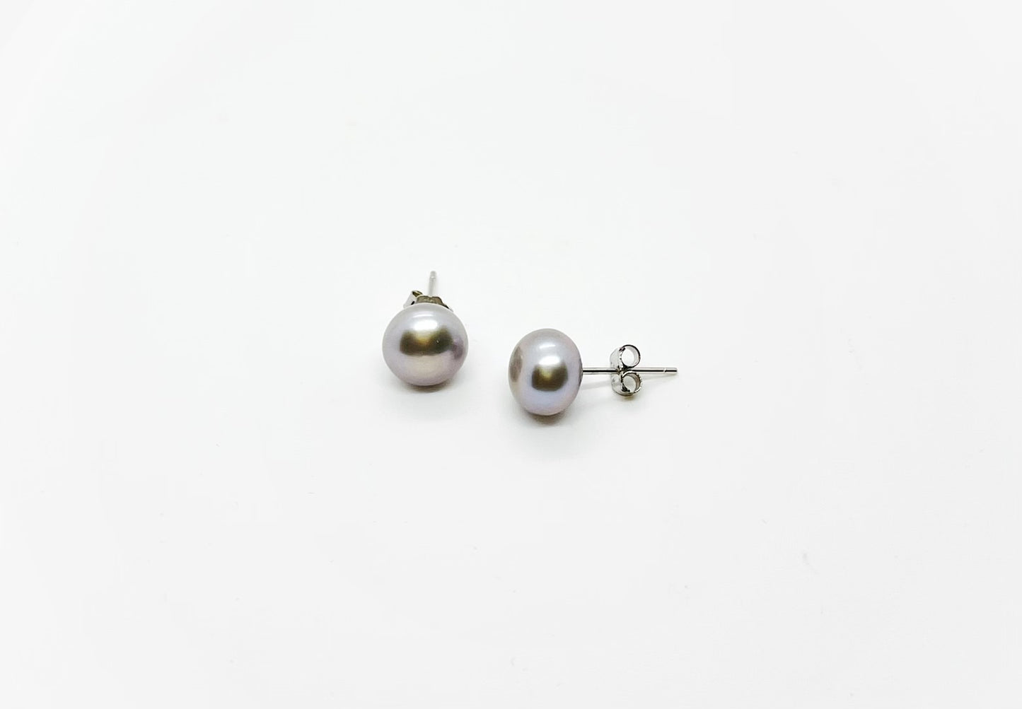 8mm Freshwater Pearl Earrings AA+ Grade Button Stud 925 Sterling Silver - jptreasureschest