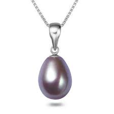 8-10mm Drop Freshwater Pearl pendant 925 sterling silver - jptreasureschest