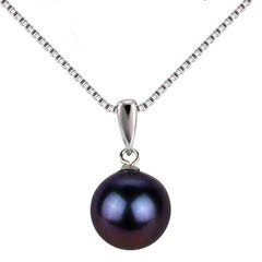 8-10mm Perfect Round Freshwater Pearl Pendant - jptreasureschest