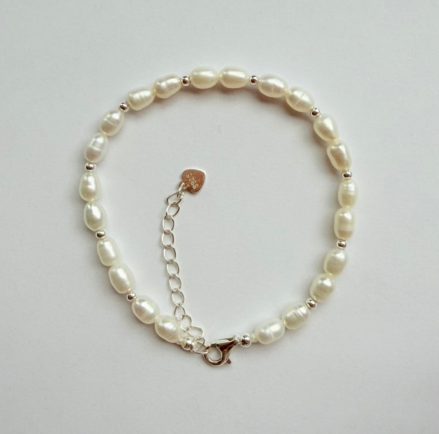 4-5mm size Freshwater Pearl Bracelet with Sterling Silver clasp