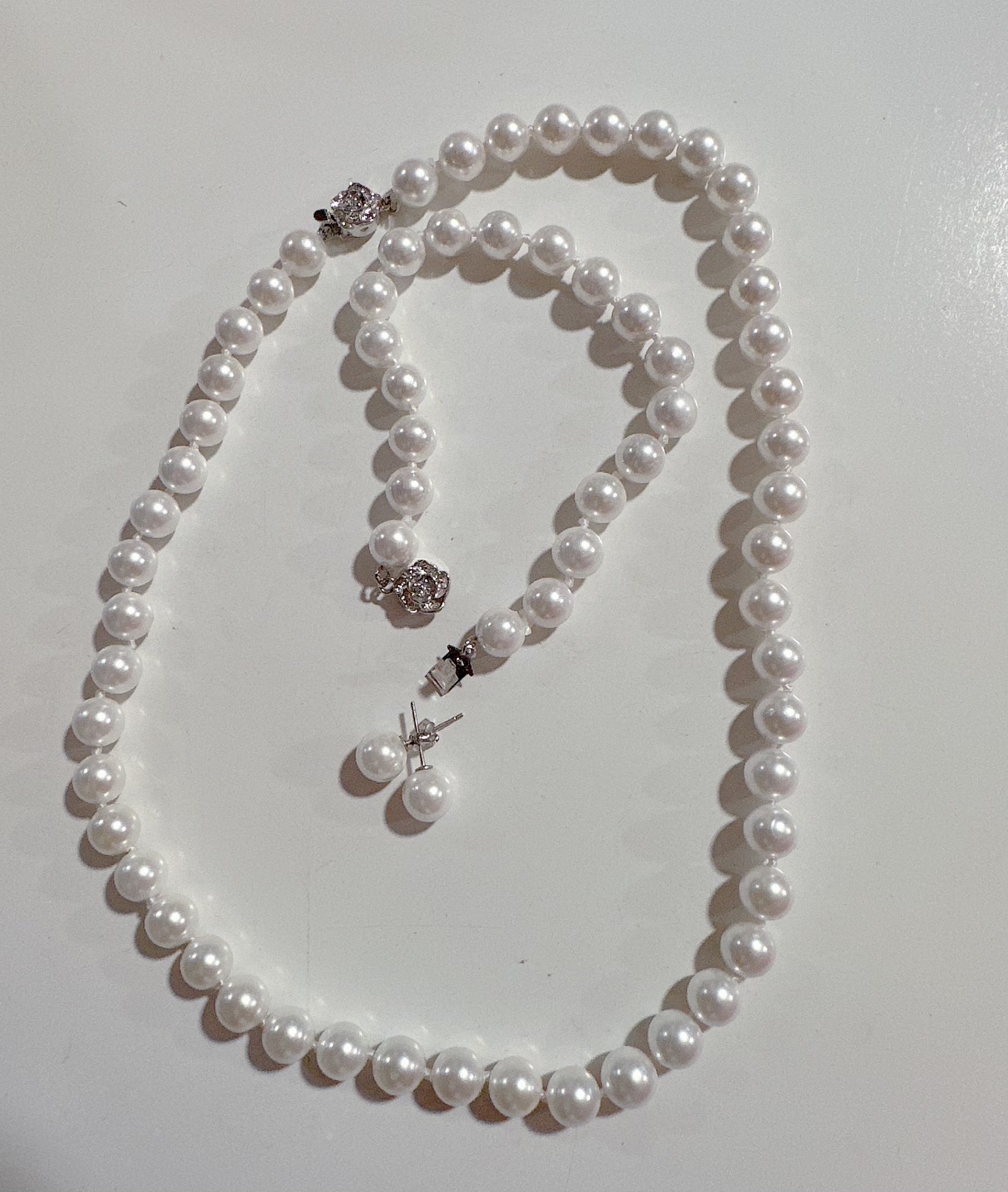 8mm Mother of Pearl Set of Earrings Bracelet Necklace with