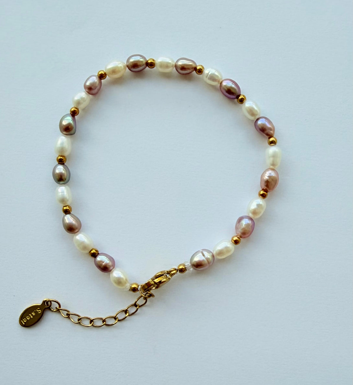 3-5mm size Freshwater Pearl Bracelet with stainless steel alloy non tarnish setting - jptreasureschest