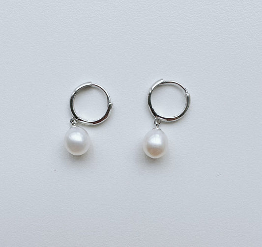 Standard Size Hoop Earrings With Freshwater Pearl - jptreasureschest