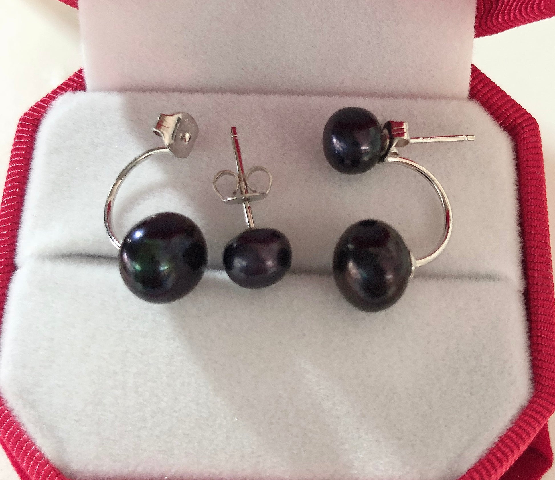 8-10mm Double Freshwater Pearl Earrings 925 Sterling Silver - jptreasureschest