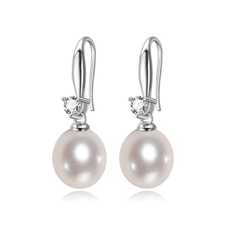 9-10mm AAA Drop Freshwater Pearl 925 Sterling Silver Earrings - jptreasureschest