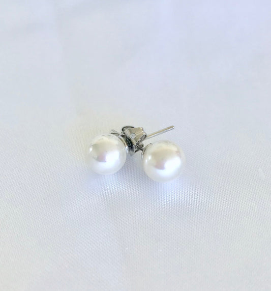 6mm Sea Shell Pearl Earrings - jptreasureschest