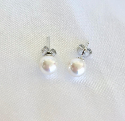 8mm Sea Shell Pearl Earrings - jptreasureschest