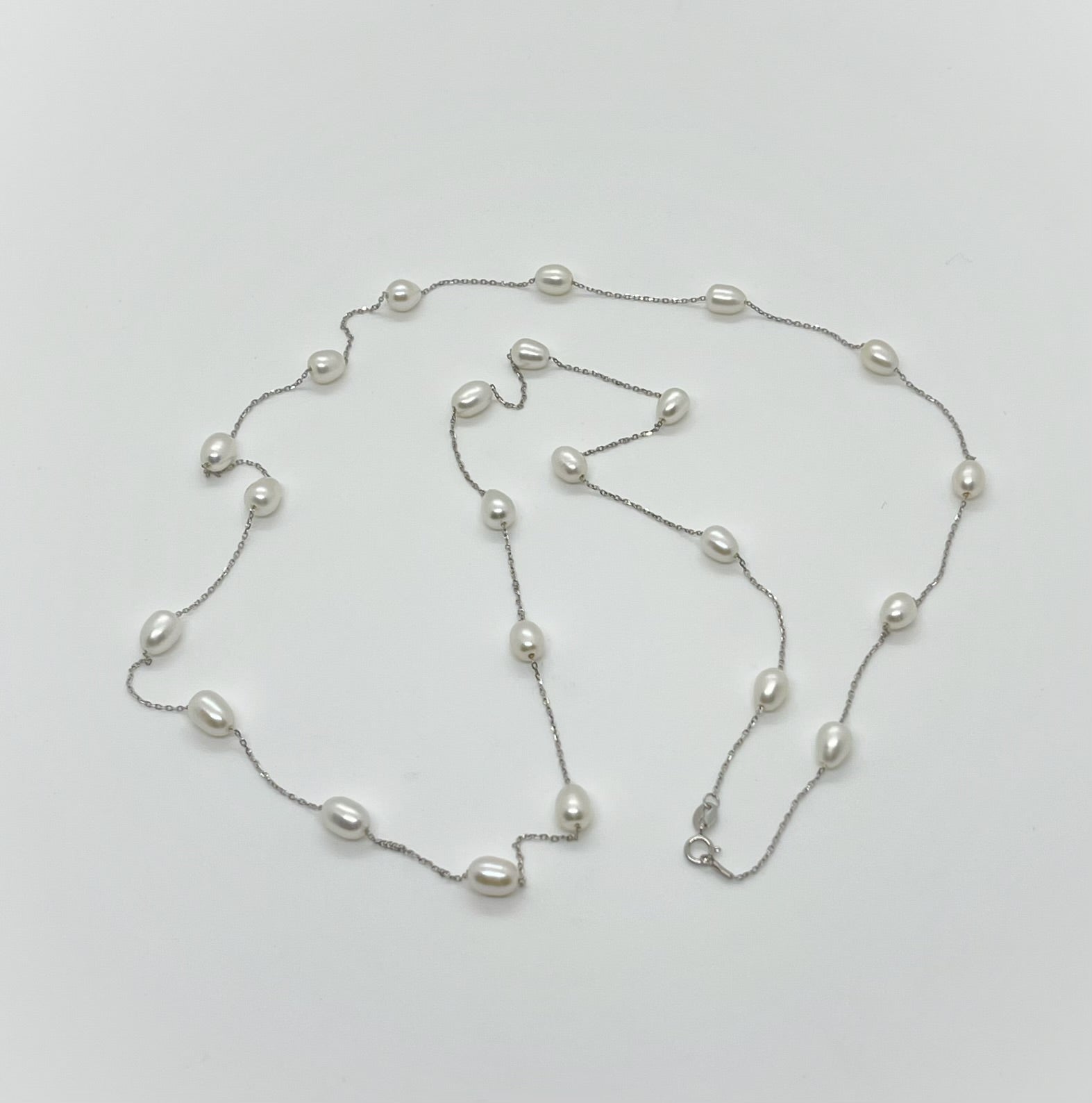 34 inches chain teardrop freshwater pearl necklace - jptreasureschest