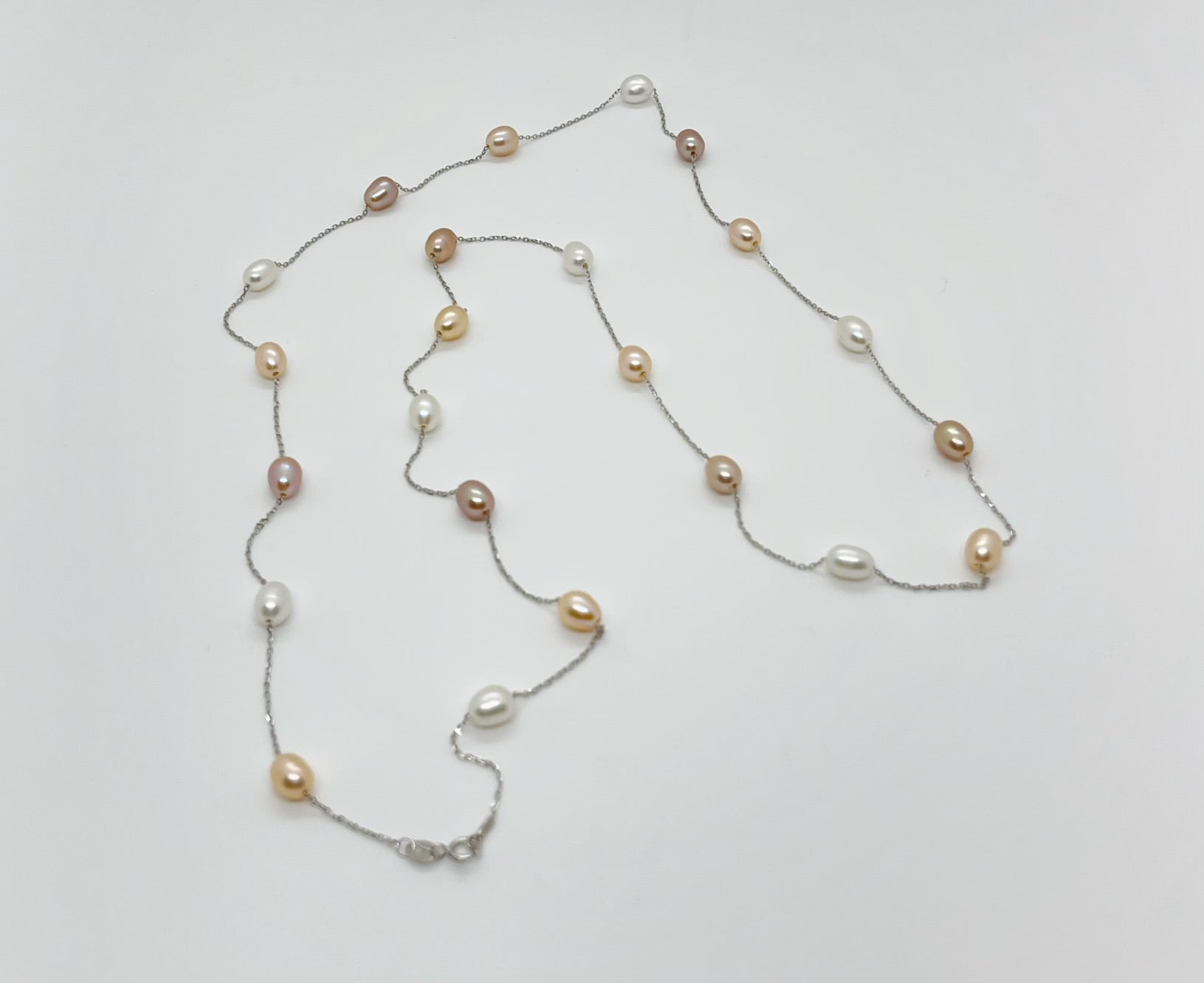 34 inches chain teardrop freshwater pearl necklace - jptreasureschest