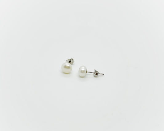 6mm Size Freshwater Pearl Earrings 925 Sterling Silver Stud - jptreasureschest
