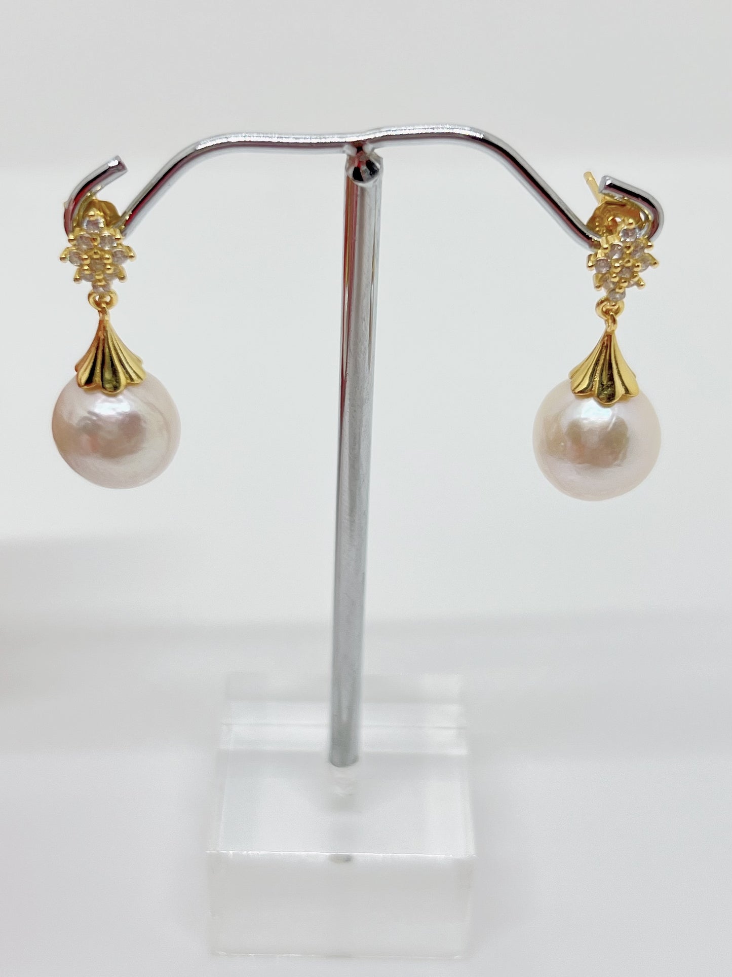 10-11mm Baroque Freshwater Pearl Stud Style Earrings - jptreasureschest