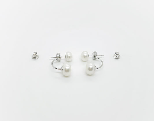 Two in One Earrings Freshwater Pearl Earrings - jptreasureschest