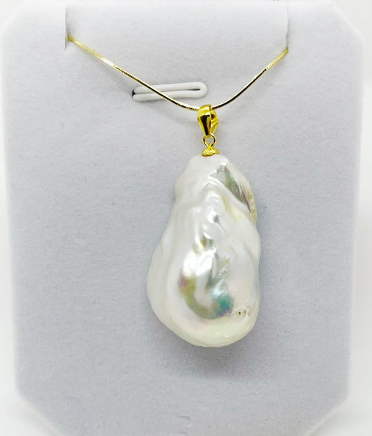 15-20mm AA+ Baroque Freshwater Pearl with 925 Sterling silver Chain Necklace - jptreasureschest