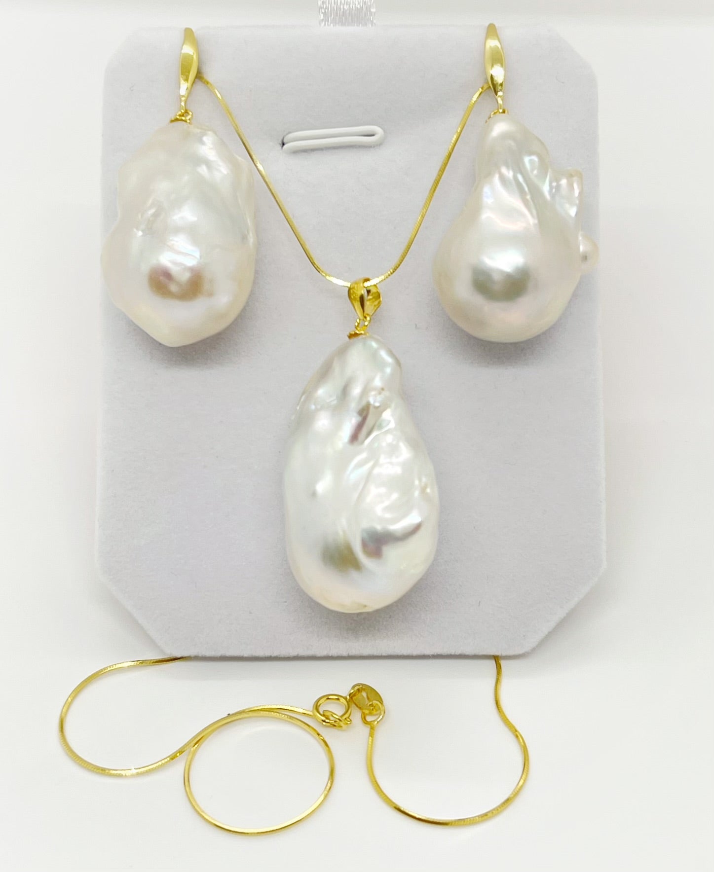15-20mm AA+ SET Baroque Freshwater Pearl Earrings and Pendant - jptreasureschest