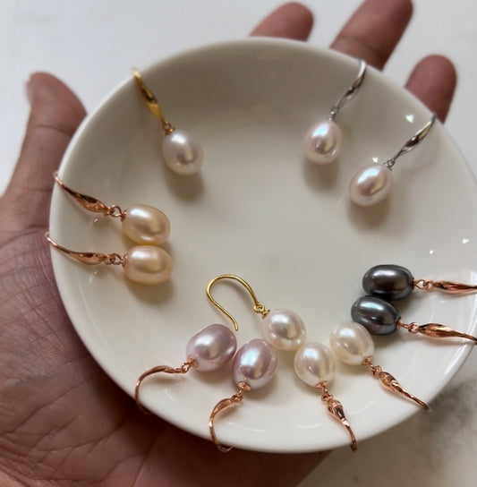 9-10mm Freshwater Pearl Earrings Drop - jptreasureschest