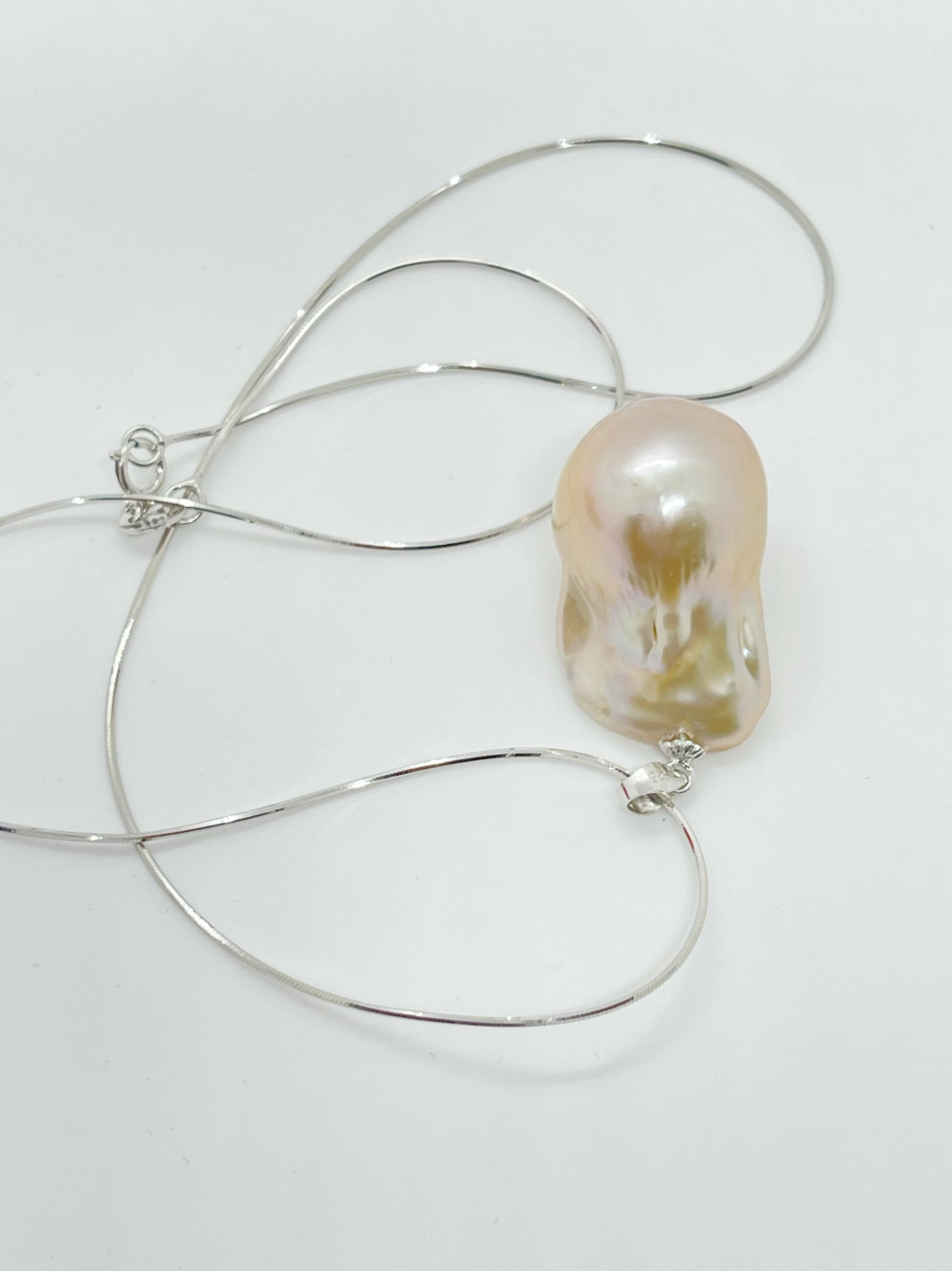14-15mm AA+ Baroque Freshwater Pearl with 925 Sterling silver Chain Necklace - jptreasureschest
