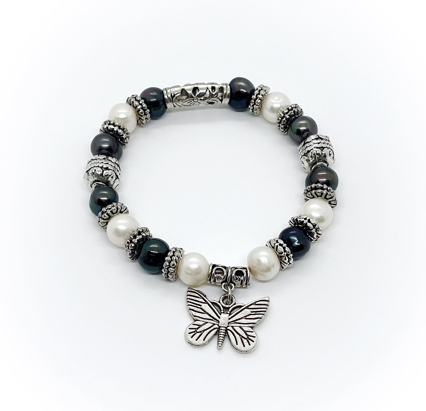 Elastic Freshwater Pearl Charm Bracelet - jptreasureschest