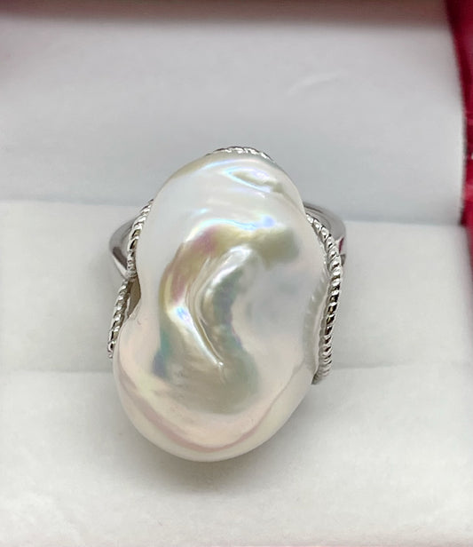 15-17mm Adjustable Baroque Freshwater Pearl Ring - jptreasureschest