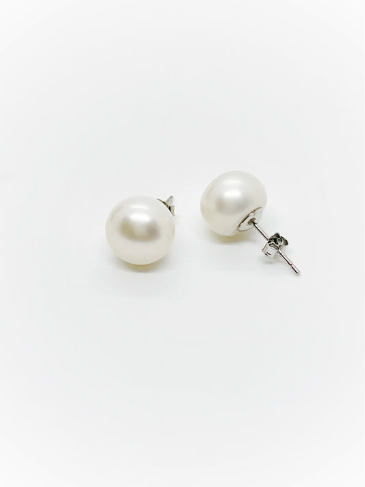 10mm  Freshwater Pearl Button Stud Earrings - jptreasureschest