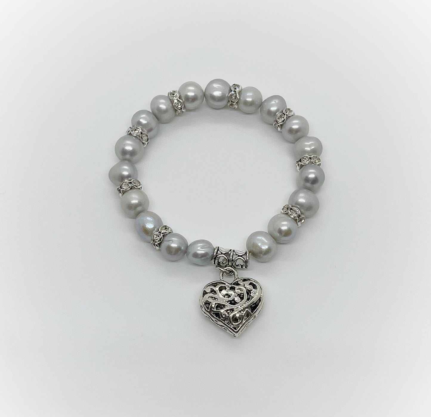 Elastic Freshwater Pearl Charm Bracelet - jptreasureschest