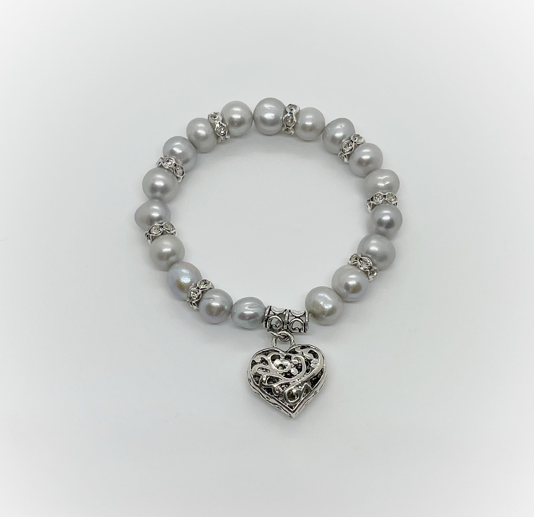 Elastic Freshwater Pearl Charm Bracelet - jptreasureschest