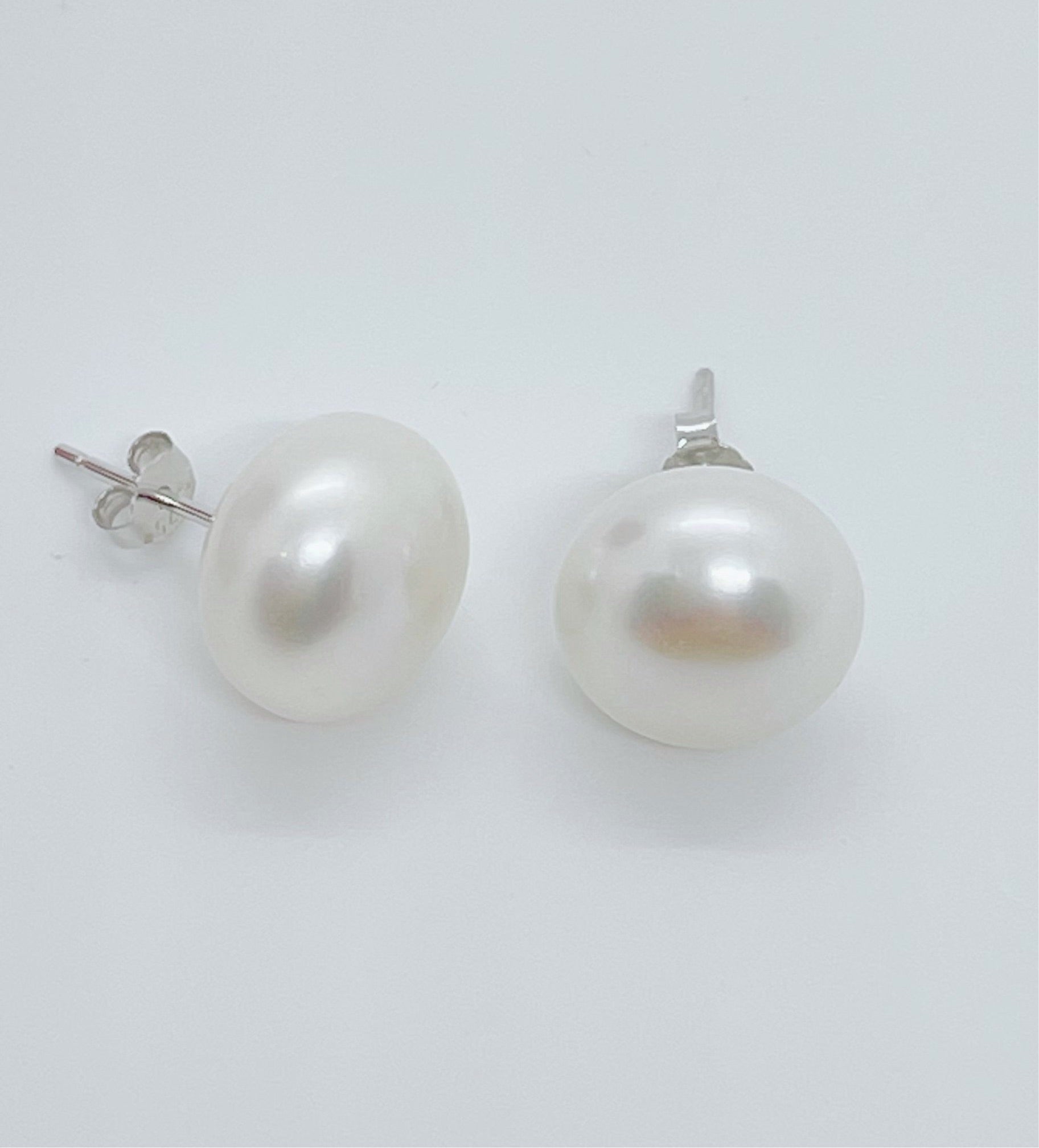 12-13mm AAA Freshwater Pearl Earrings Stud 925 Sterling Silver - jptreasureschest
