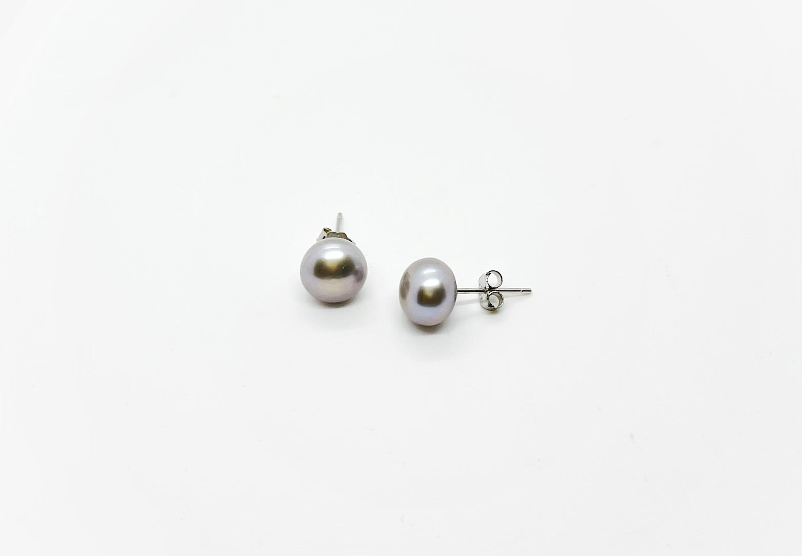 8mm Freshwater Pearl Earrings AA+ Grade Button  Stud 925 Sterling Silver - jptreasureschest