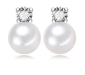 8-9mm Freshwater Pearl AAA Button Stud  Earrings 925 Sterling Silver - jptreasureschest